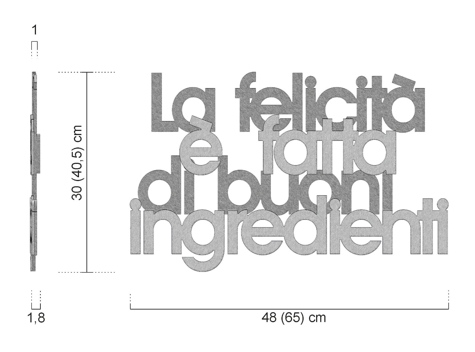 Dimensioni della scritta da muro 